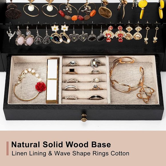 New Earring Organizer, 5 Layer Earring Holder Organizer with Metal Necklace Hold - Picture 4 of 8